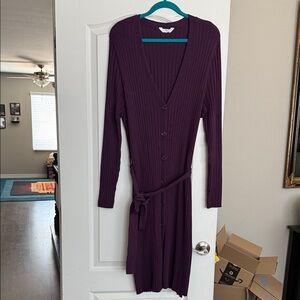 Purple Button-Up Knit Dress/Duster